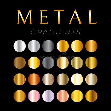 Metal Gold, Silver, Bronze, Copper Gradients Color Shades Swatches ...