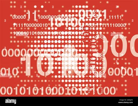 Red background with binary codes. Illustration of Binary codes on red ...