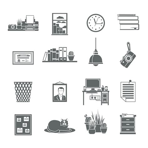 Workplace Icons Set 462867 Vector Art at Vecteezy