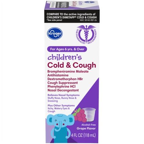 Kroger® Children's Grape Flavor Cold & Cough Liquid Medicine, 4 fl oz - Kroger