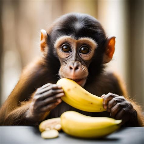 Premium Photo | Cute monkey eating banana