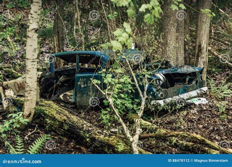 Old car wreck stock photo. Image of woods, scrap, environmental - 88478112