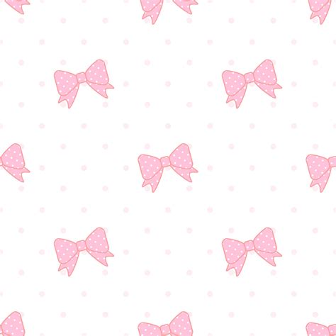 Cute pink bow seamless pattern with pastel pink dots on white ...