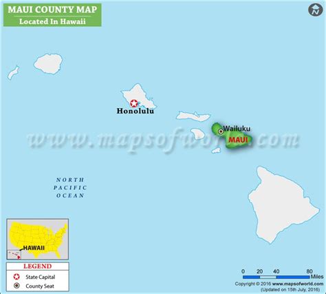 Maui County Map, Hawaii