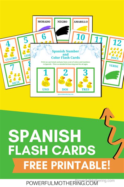 Spanish Flashcards To Print For Kids To Learn Numbers and Colors