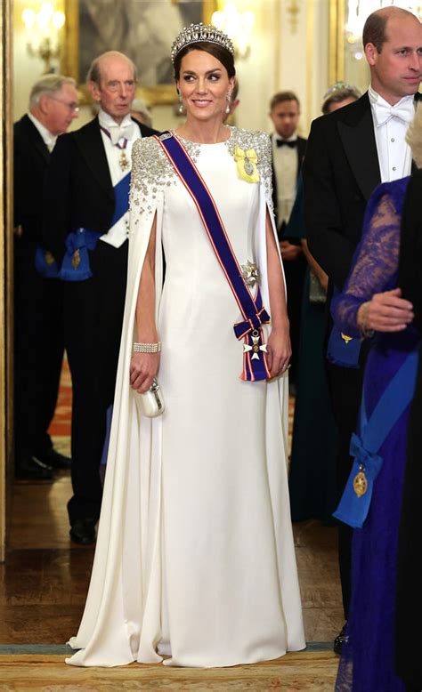 Catherine, Princess of Wales in Jenny Packham at the State Banquet in Honor of South African ...