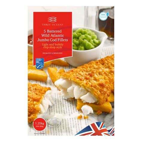 Three Oceans 5 Battered Cod Fillets, 1.25kg |Costco UK