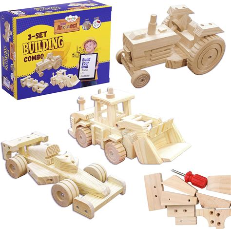 Kraftic Woodworking Building Kit for Kids and Adults, with 3 Educational DIY Carpentry ...