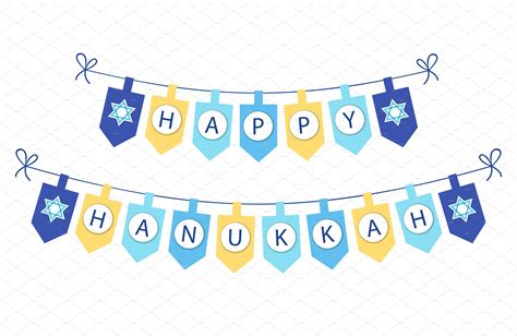 Happy Hanukkah bunting flags | Decorative Illustrations ~ Creative Market