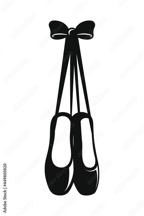 Hanging Pointe shoes clipart, ballet shoes with bow silhouette simple ...