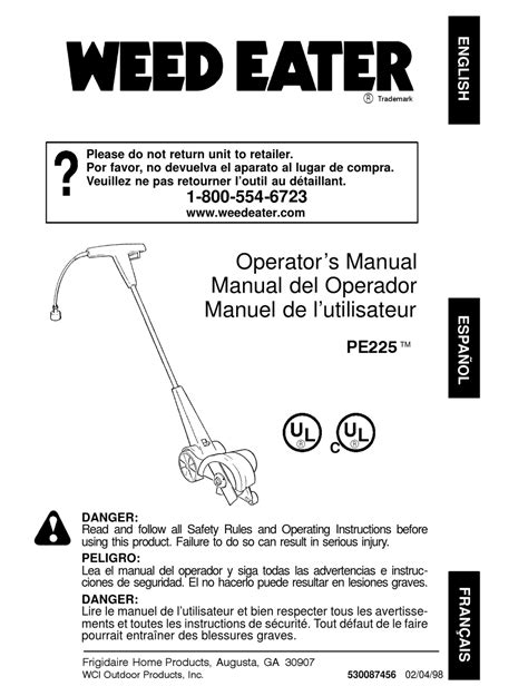 WEED EATER PE225 OPERATOR'S MANUAL Pdf Download | ManualsLib