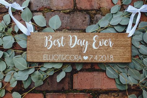 Best Day Ever Wedding Rustic Sign Photo Prop Wedding Date | Etsy