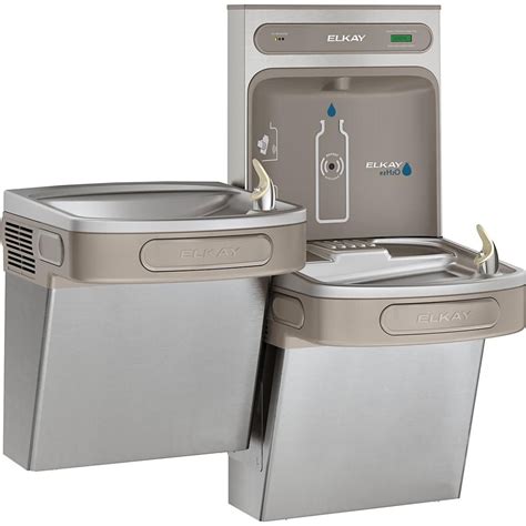 Elkay EZH2O Bottle Filling Station & Versatile Bi-Level ADA Cooler, Filtered 8 GPH Stainless ...