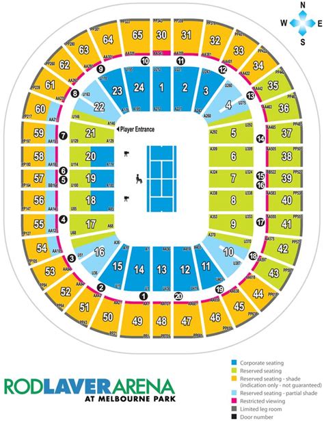 Rod Laver Arena Seating Map in 2023 | Rod laver arena, Map, Stadium