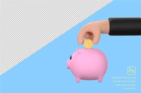 Premium PSD | 3d cartoon hand drop piggy bank saving money business finance plannerxa | Savings ...