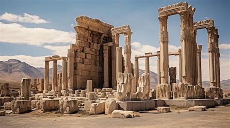 Columns and ruins of Apadana Palace Persepolis Iran | Premium AI ...