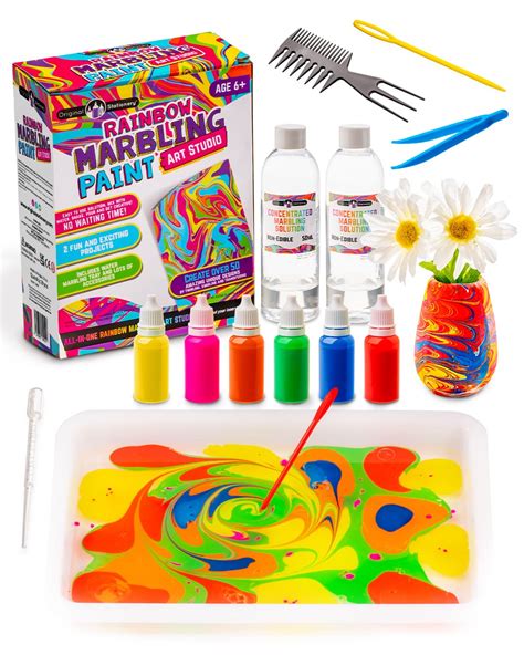 Buy Original Stationery Rainbow Marbling Kit for Kids, to Make Marble Art and Craft Kids Will ...