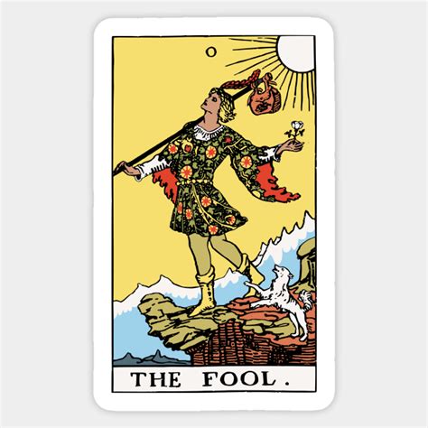 The Fool Tarot Card Rider Waite - Fool Tarot Card - Sticker | TeePublic