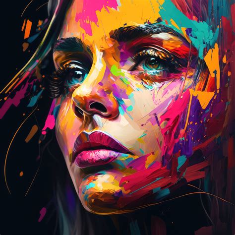 Colorful Woman Portrait Wall Art Print Abstract Girl Poster Home Decor ...