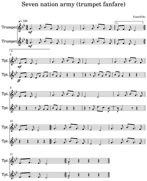 Seven nation army (trumpet fanfare) - Sheet music for Trumpet