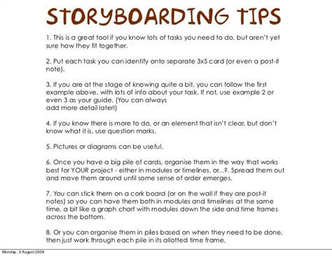 STORYBOARDING TIPS 1. This is