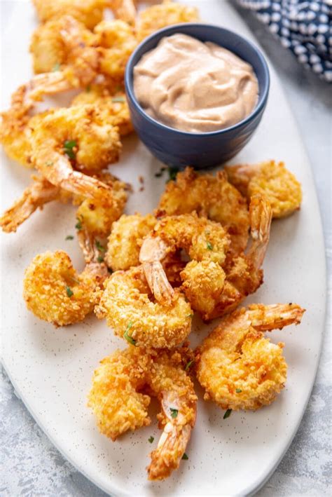 Air Fryer Fried Shrimp - Garnished Plate