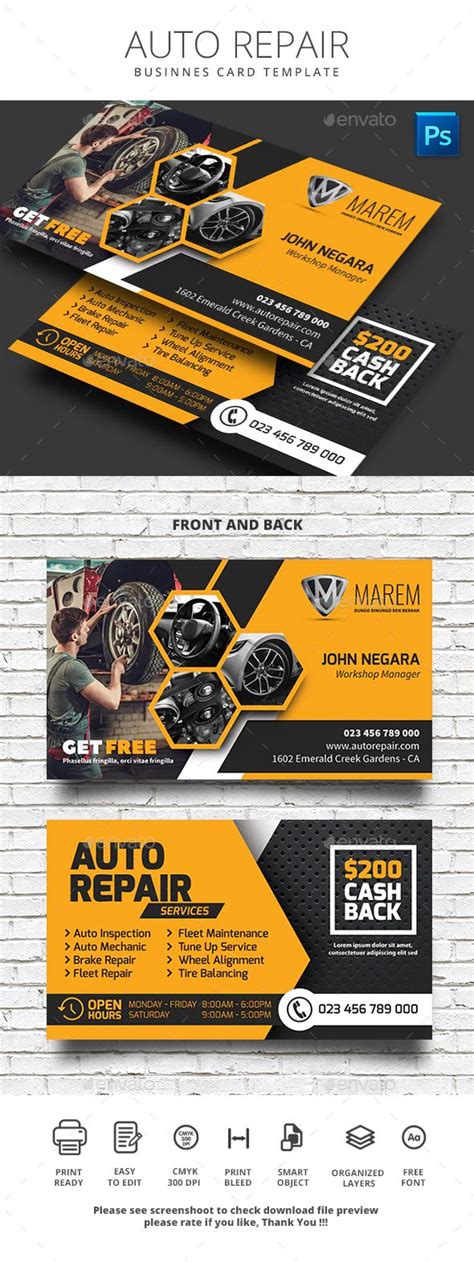 Auto Repair Business Card | Visiting card design, Cards, Card mechanic