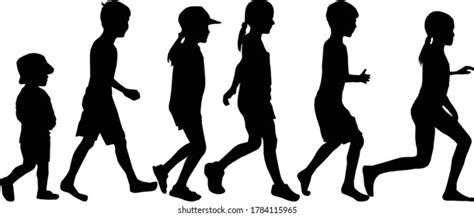 Children Walking Black Color Silhouette Vector Stock Vector (Royalty ...