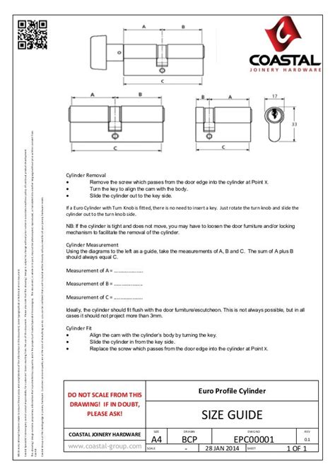 Euro profile cylinder lock size guide