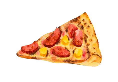 rebanada de pizza hawaiana. acuarela dibujada a mano 12897004 PNG