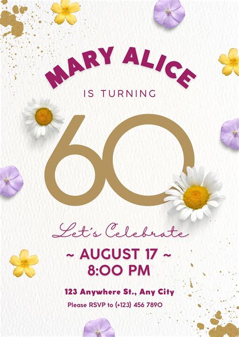 Free, Printable Custom 60th Birthday Invitation Templates, 54% OFF