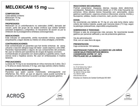 MELOXICAM 15 mg – Acromax Dominicana