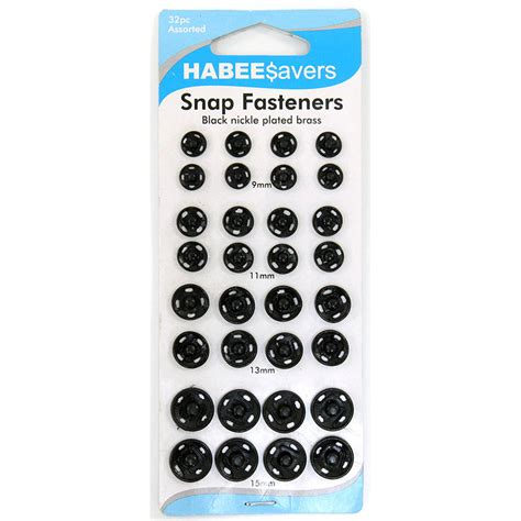 Snap Fastener, Assorted Sizes, Black - Norwood Sewing Centre