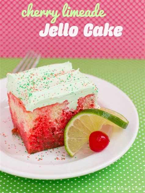 Cherry Lime Jello Cake - The Weary Chef