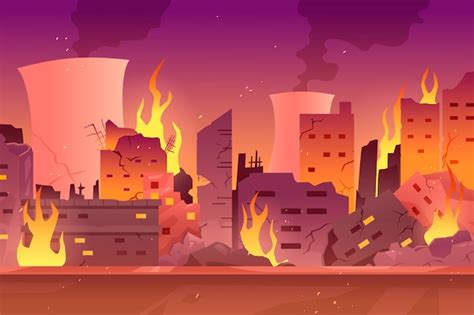 Premium Vector | Gradient city on fire background