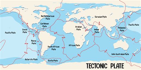 World Map Showing Tectonic Plates Boundaries 2583705 Vector Art at Vecteezy