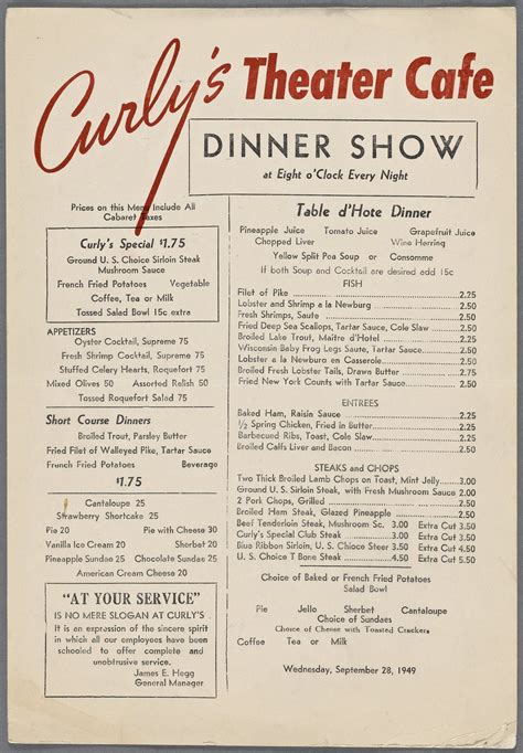 Curly's Theater Café: Menus: Whats on the menu? | Diner menu ...