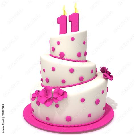 Birthday cake with number eleven Stock Illustration | Adobe Stock