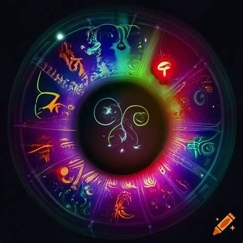 Mystical astrology symbols on dark background