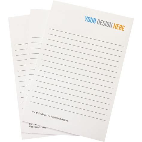 Adhesive Sticky Note Pads (4" x 6" w/ 25 Sheets) | Personalized Notepads