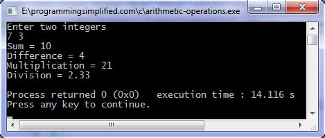 Arithmetic operations in C | Programming Simplified