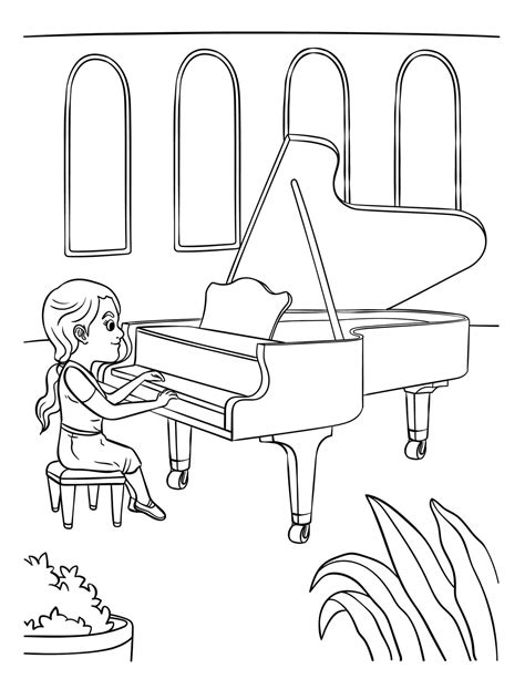 Duck playing Piano coloring page - Download, Print or Color Online for Free