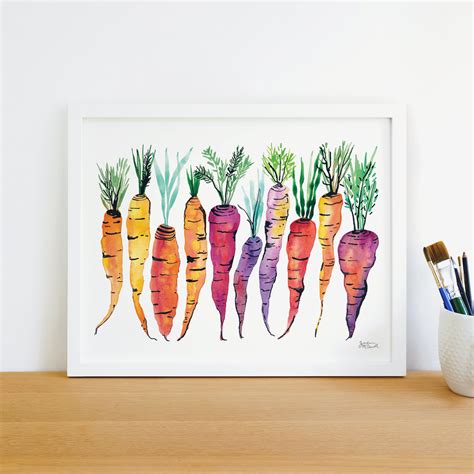 Carrots Rainbow Heirloom Watercolor Wall Art Print Kitchen - Etsy Canada