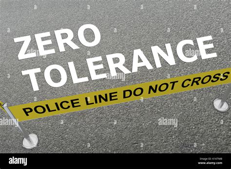 3D illustration of "ZERO TOLERANCE" title on the ground in a police arena Stock Photo - Alamy