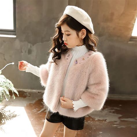 Winter Girls Fur Coat Elegant Girls Artificial Faux Mink Fur Jackets ...