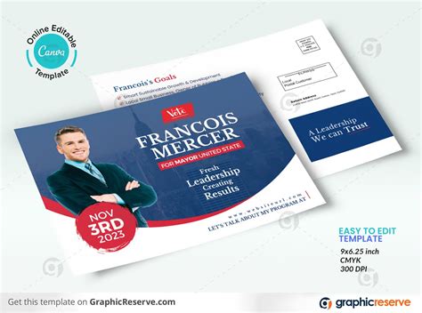 Political Direct Mail Postcard Design (Canva Template) - Graphic Reserve