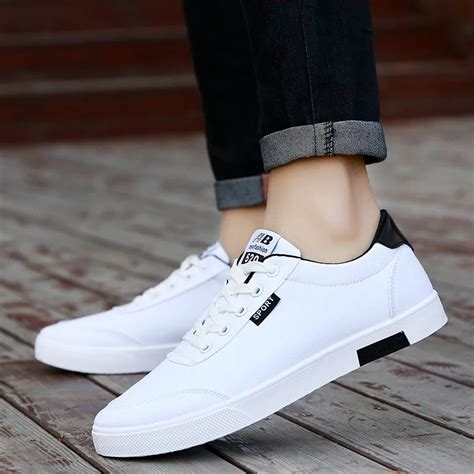 OLOMMMen Shoes 2019 New Fashion Casual Students White Board Shoes Men Trend Of Breathable Canvas ...