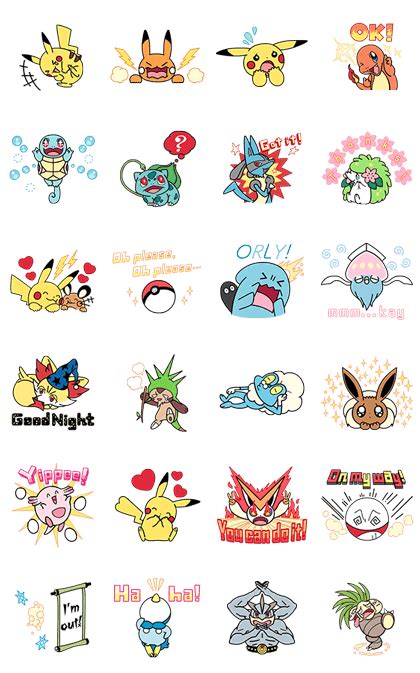 the pokemon stickers are all different colors