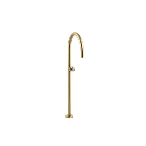 KOHLER 1-Handle Floor Mount Tub Filler Trim Kit in Vibrant Moderne Brushed Gold (Valve Not ...