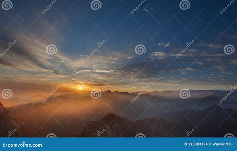 Huashan sunrise stock photo. Image of civilization, chinese - 113983134